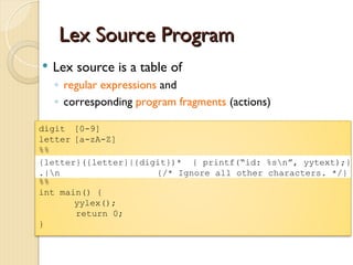 compiler Design laboratory lex and yacc tutorial | PPT