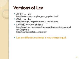 compiler Design laboratory lex and yacc tutorial | PPT
