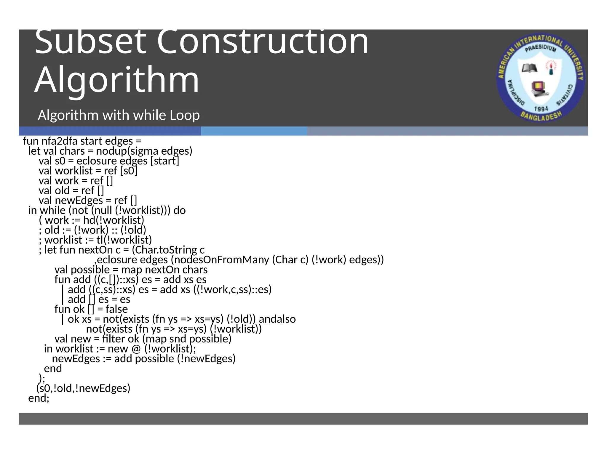 Subset Construction Method