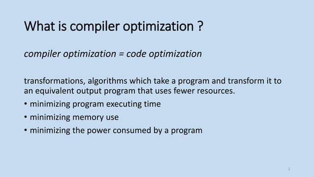 Compiler Optimization Presentation | PPTX
