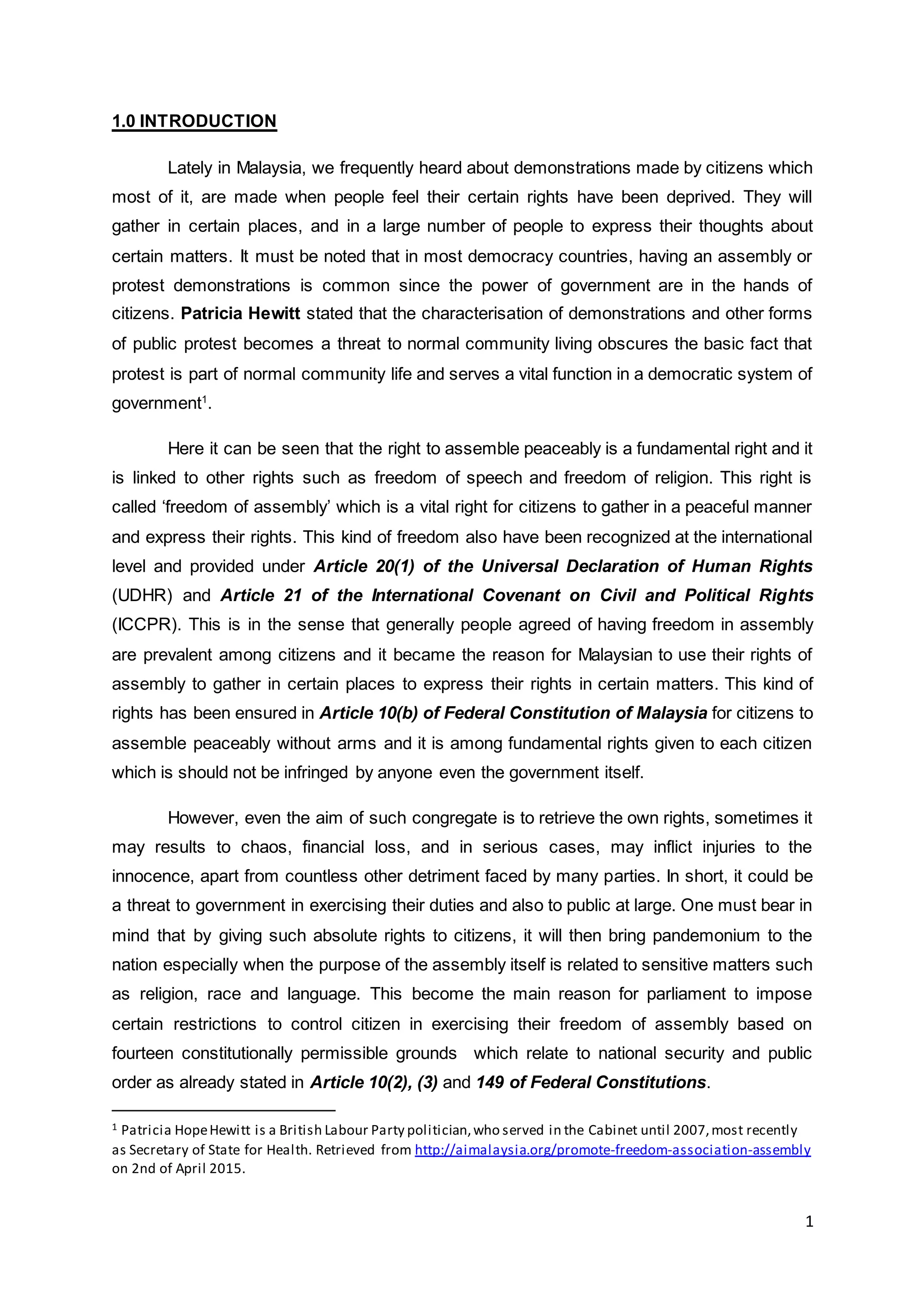Unlawful Assembly Law in Malaysia in Regards of Peaceful Assembly Act ...