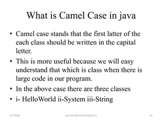 Compiling and understanding first program in java | PPTX