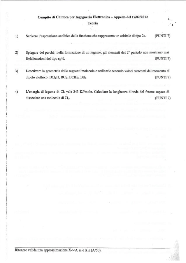 Compiti Chimica 12 Ing Elettronica