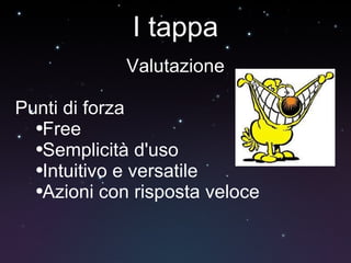 I tappa Valutazione Punti di forza Free Semplicità d'uso Intuitivo e versatile Azioni con risposta veloce 