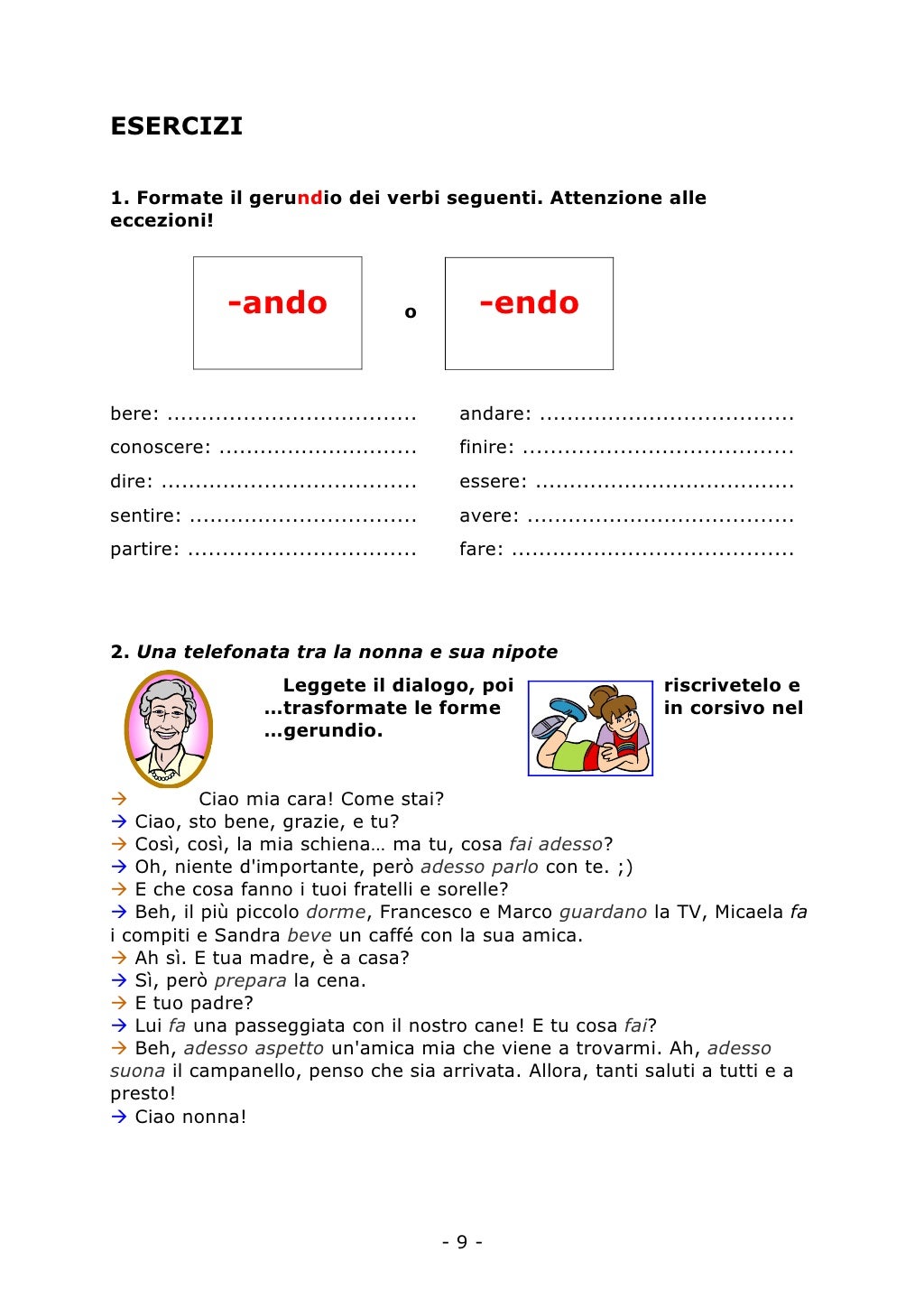 Compito grammatica gerundio a2