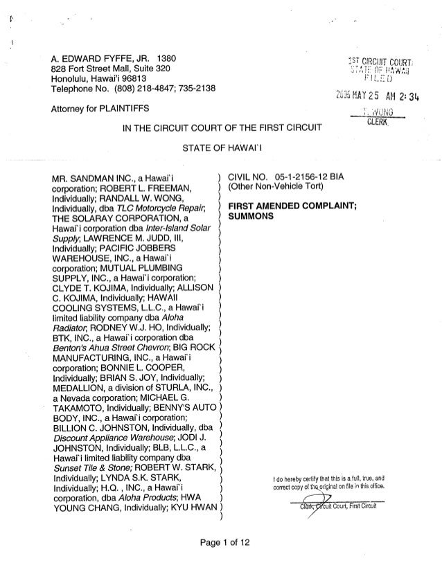 Complaint first amended