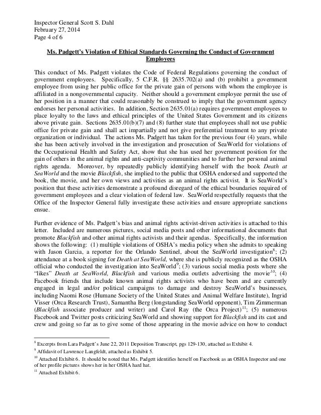 seaworld labor dept complaint letter and all documents letter of complaint