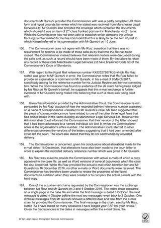 Complaint determination c9017 - Shazia Riaz - Machester Legal Services ...