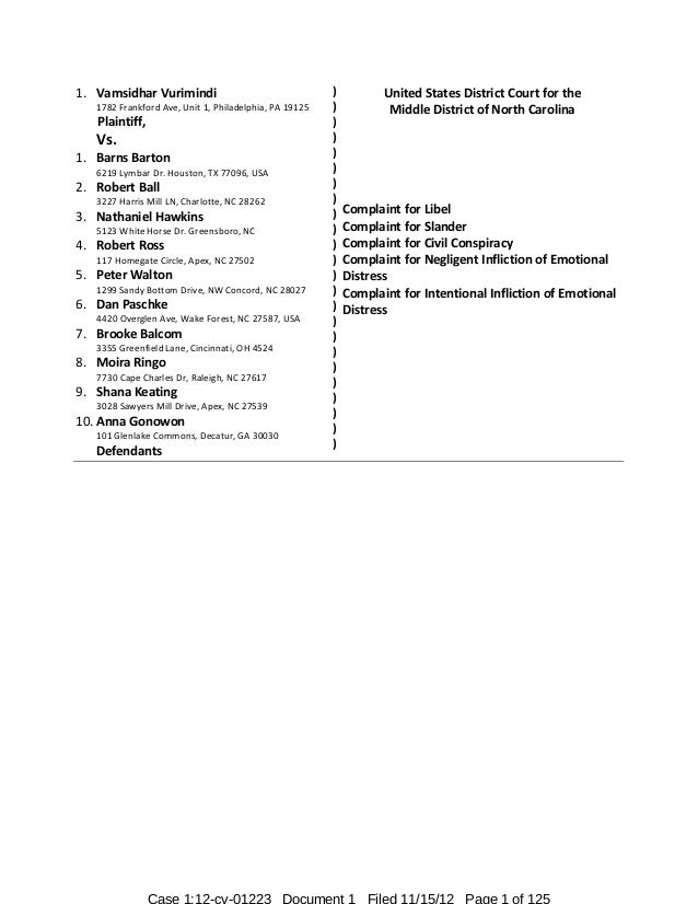 Federal Complaint Fuqua School Of Business