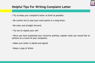 Example Letter Repeat Complaint Complaint Letter | PPTX