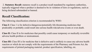 Recall Classification Law complaints on pharmaceutical industry (6th sem) | PPTX