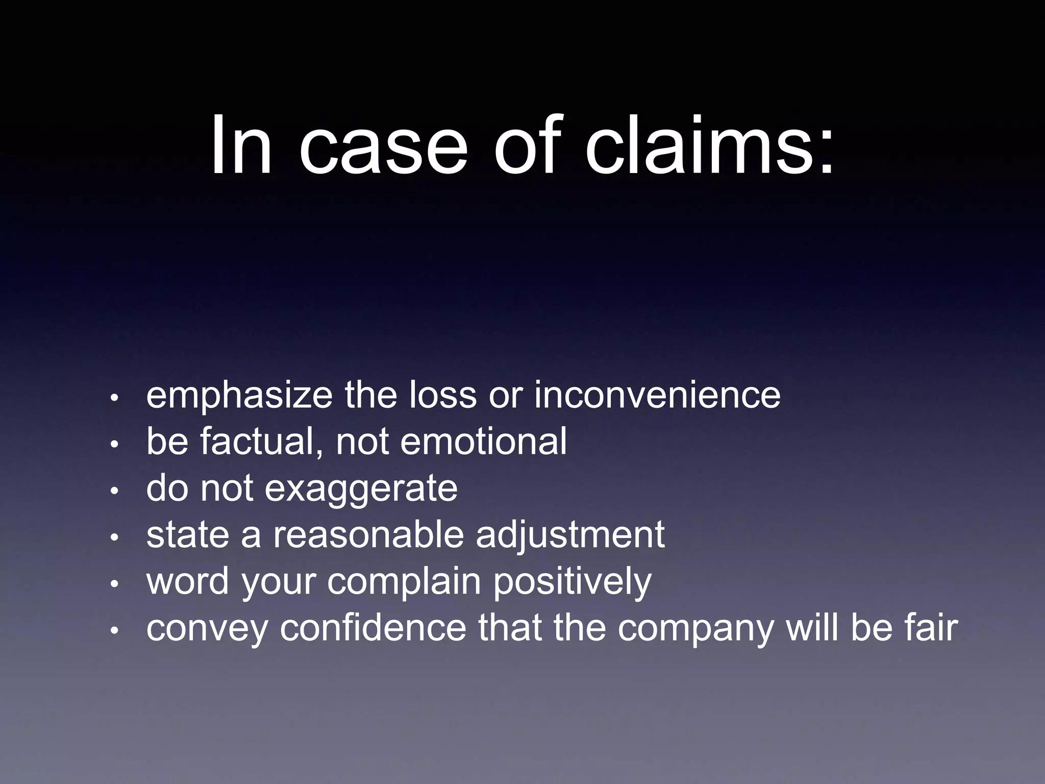 Complaints, claims and adjustments | PPTX
