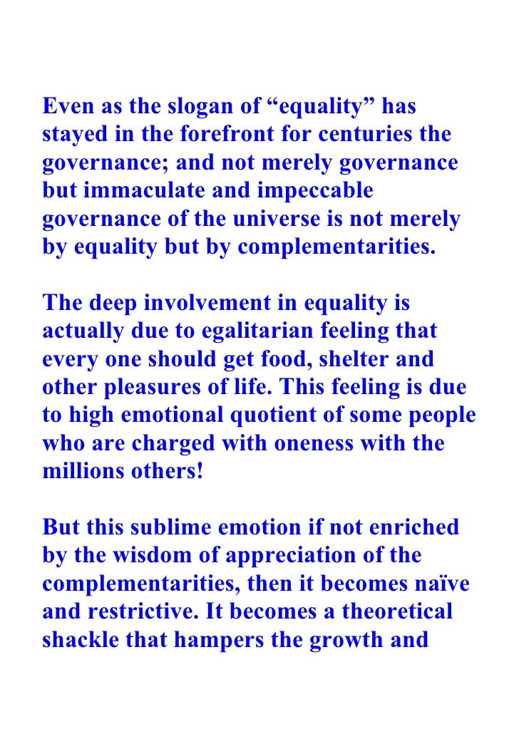 C O M P L E M E N T A R I T Y & E Q U A L I T Y D R S H R I N I