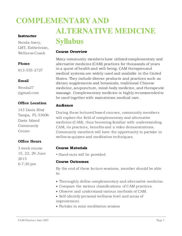 Complementary and Alternative Medicine Practices