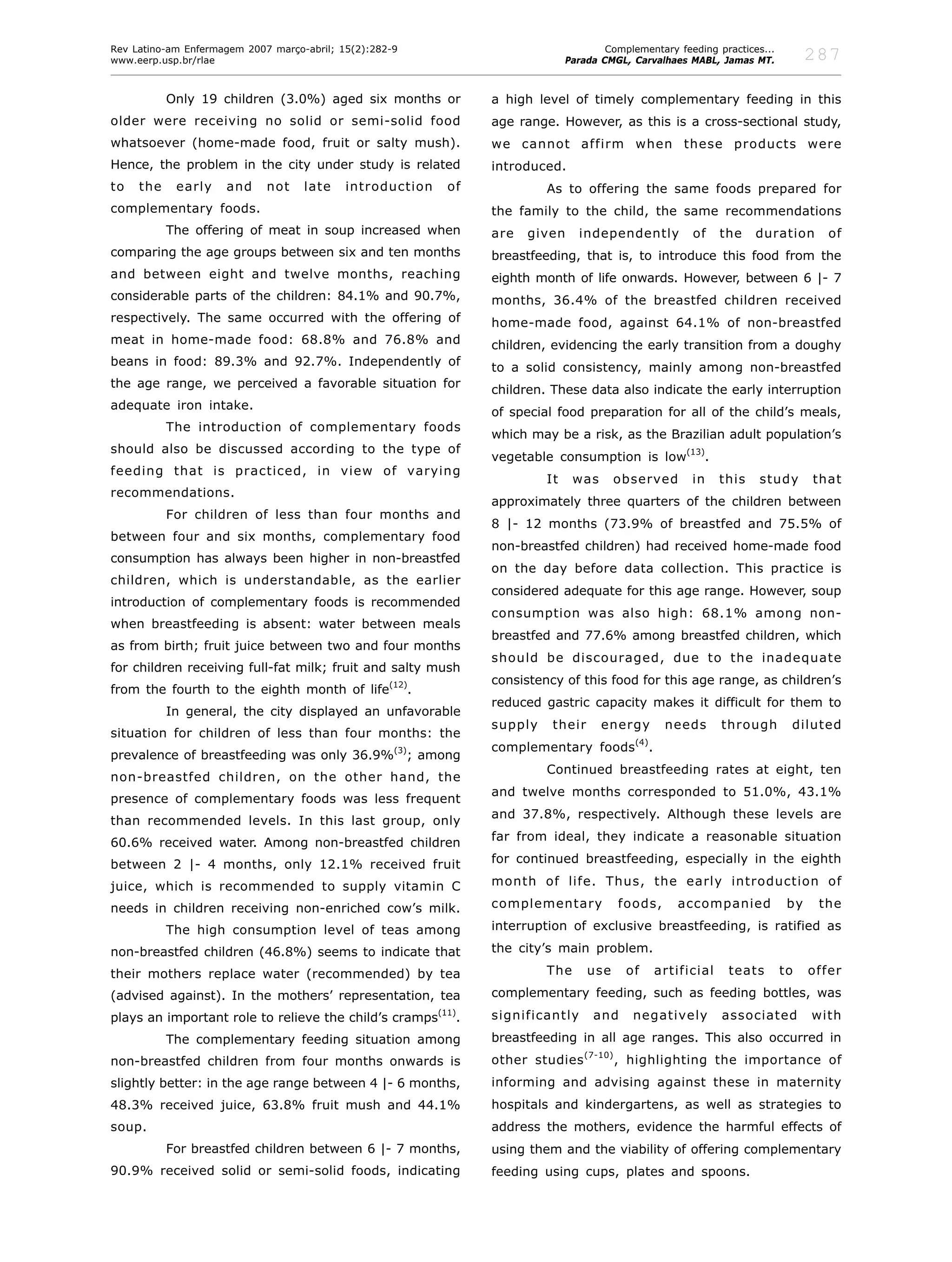 Complementary Feeding Practices To Children During