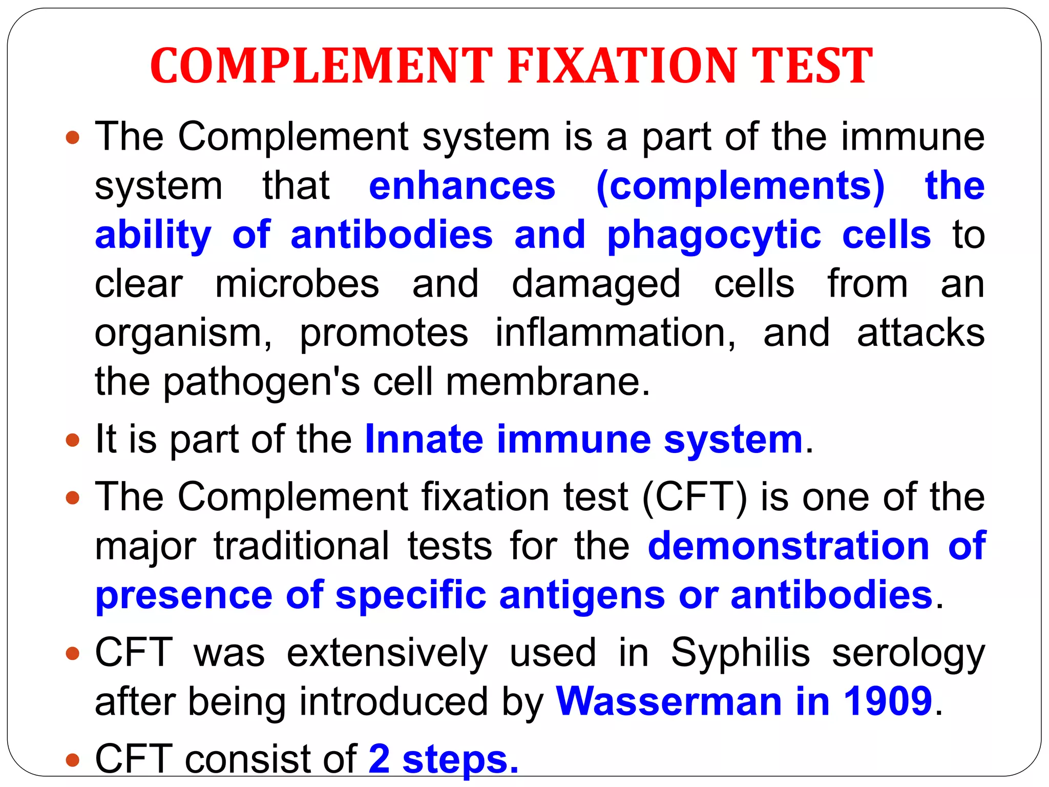 Complement fixation test (CFT) | PPT | Infectious Diseases | Diseases ...