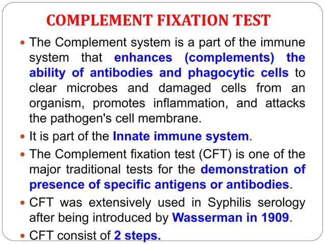 Complement fixation test (CFT) | PPT | Infectious Diseases | Diseases ...