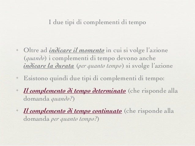 Complementi di tempo