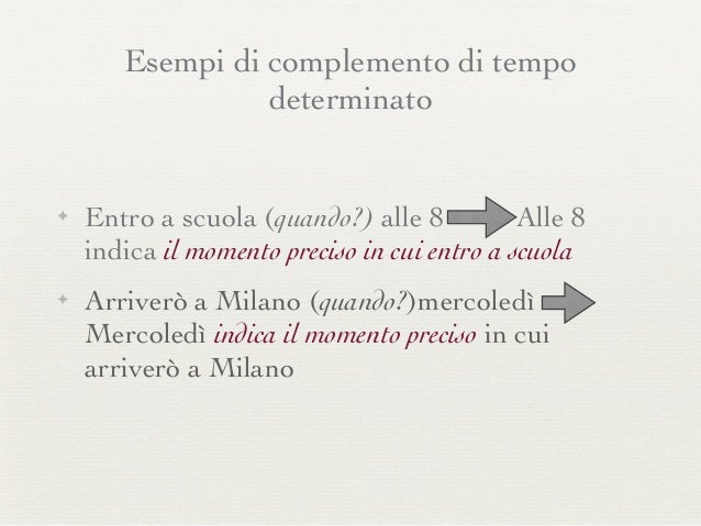 Frasi Con Il Complemento Di Tempo Determinato