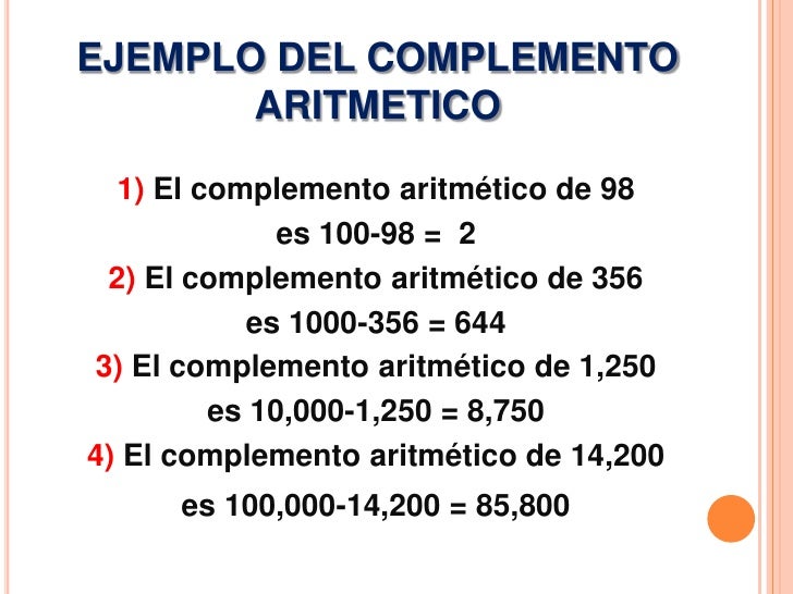 Complemento aritmetico Complemento aritmetico