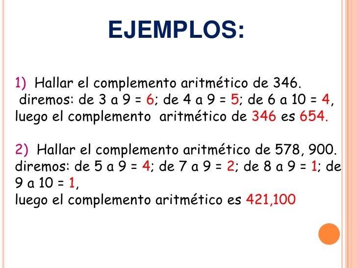Complemento aritmetico Complemento aritmetico