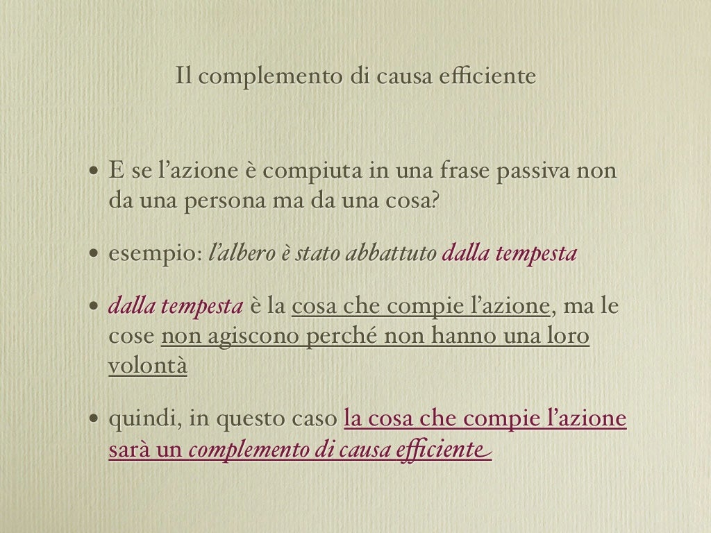 Complemento Di Agente E Causa Efficiente
