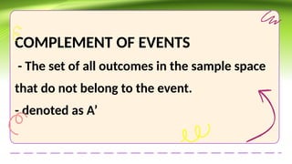 COMPLEMENT OF EVENTS ppt.pptx kamasusumu inun | PPTX