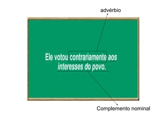 advérbio
Complemento nominal
 