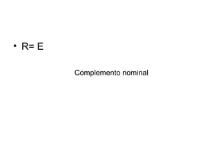 • R= E
Complemento nominal
 