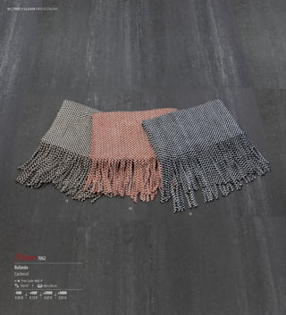 86 | FRÍO Y LLUVIA FRIO E CHUVA




                                                18

                                                     03
                                                          02




    Alsus 7062
    Bufanda
    Cachecol
        Print Code: N(8), P
       100/10                 190 x 28 cm

    -500        +500          +2000         +5000
    4,35 €      4,13 €        4,02 €        3,91 €
 