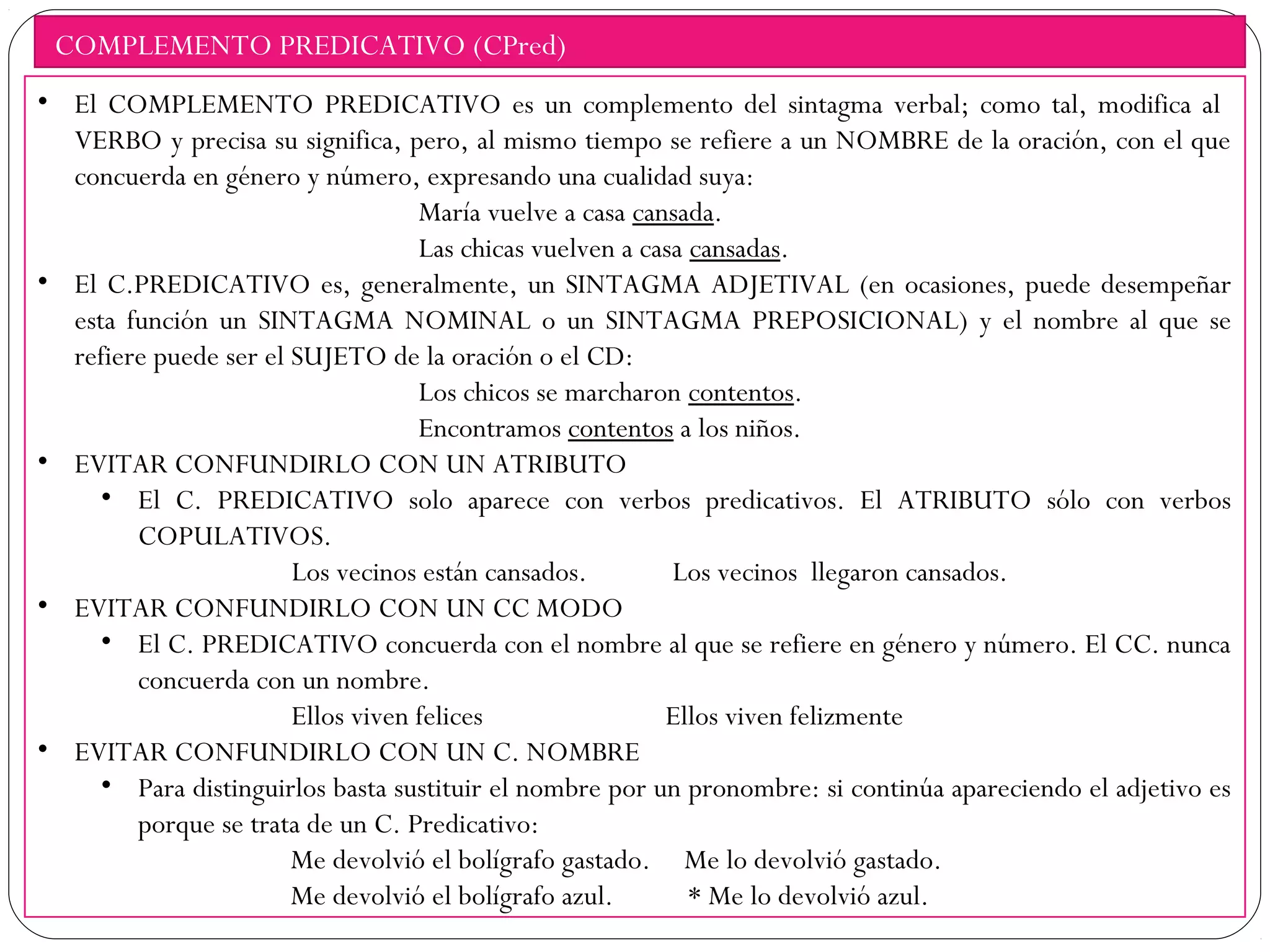 Complementos del verbo | PPT