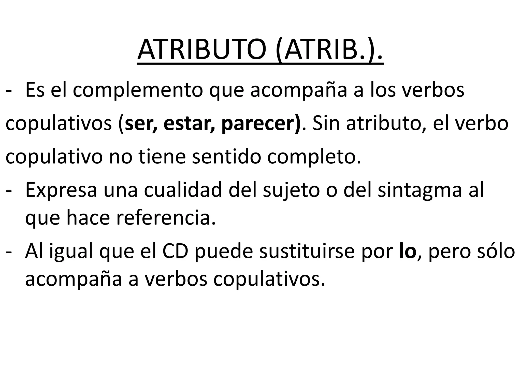 Complementos del verbo | PPT