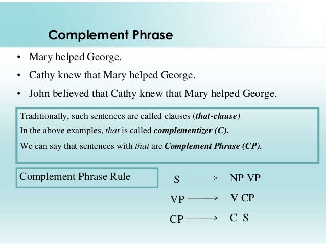 Complement Phrase Complement Phrase