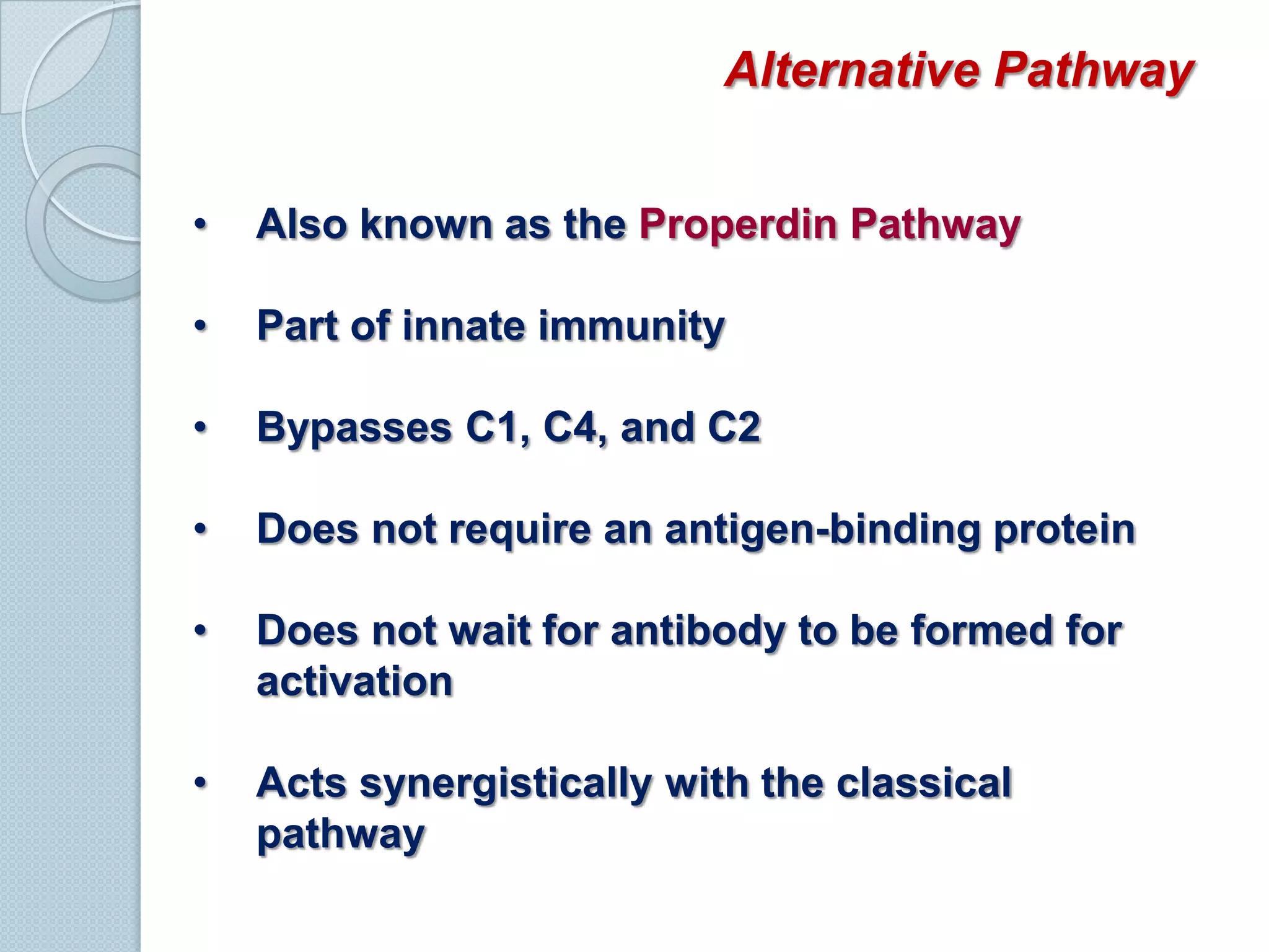 Composed of C1q, C1r, and C1s  binds to Fc portion of IgG and IgM