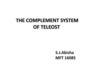 THE COMPLEMENT SYSTEM
OF TELEOST
S.J.Abisha
MFT 16085
 