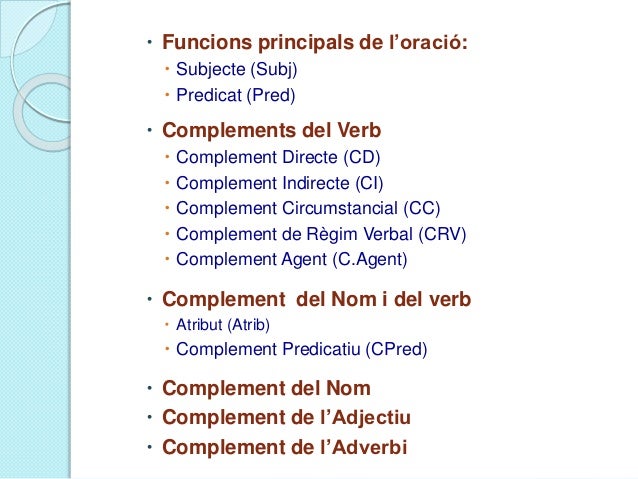 Resultat d'imatges de complements del predicat