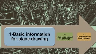 2/6/2017By Dr. Ebtehal Galal 22
1-Basic information
for plane drawing
2-
-Data to be signed
on drawings
3-
Considerations
must be taken
 