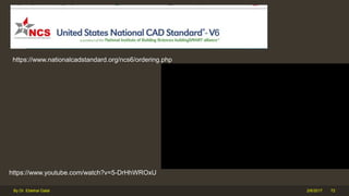 2/6/2017By Dr. Ebtehal Galal 72
https://www.youtube.com/watch?v=5-DrHhWROxU
https://www.nationalcadstandard.org/ncs6/ordering.php
 