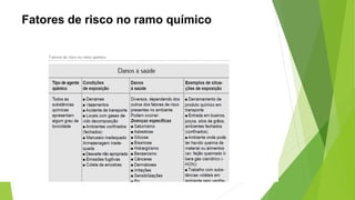 Fatores de risco no ramo químico
 