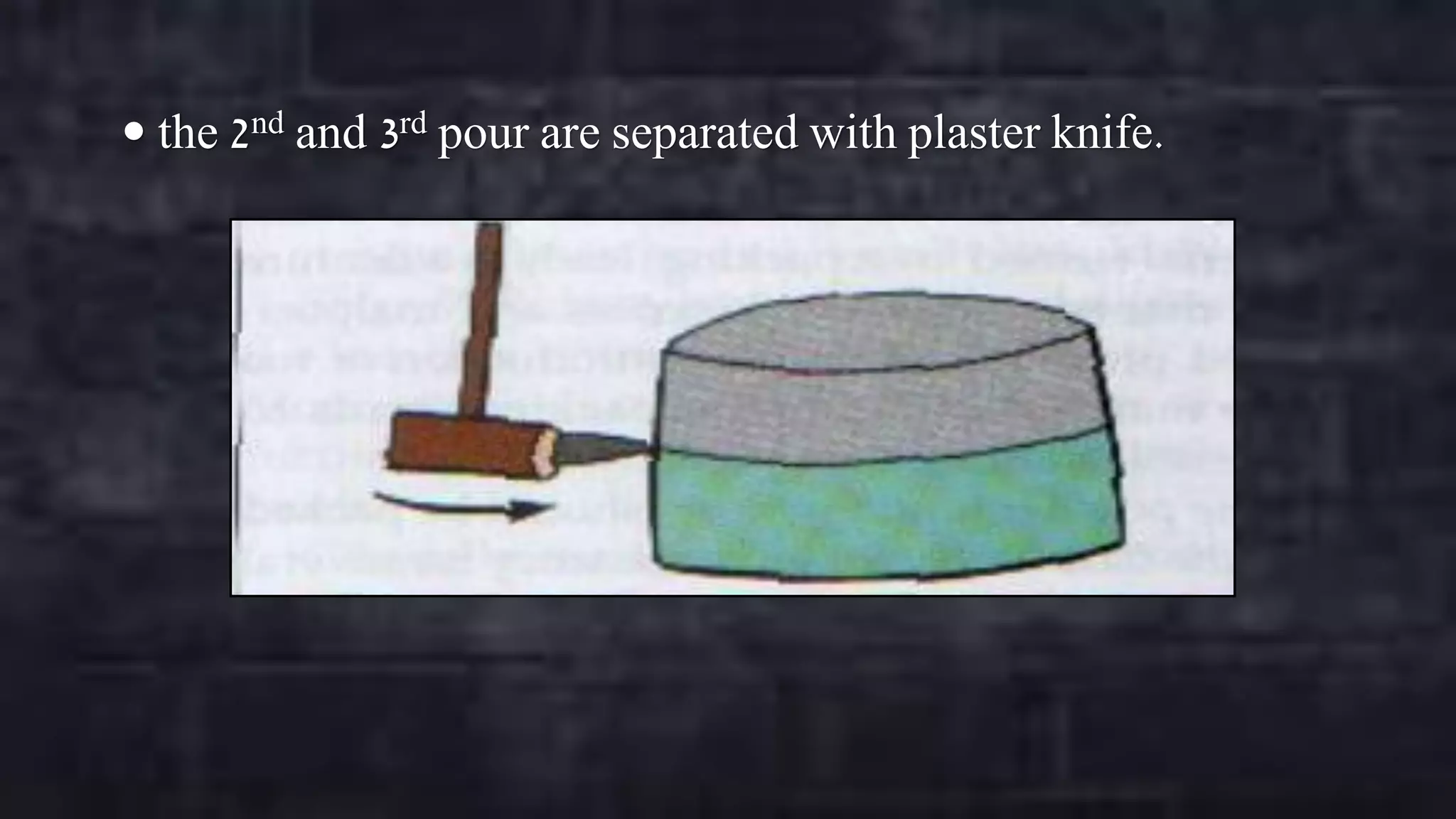 the

nd
2

and

rd
3

pour are separated with plaster knife.

 
