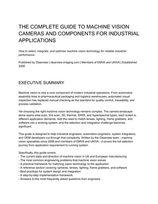 The Complete Guide to Machine Vision Cameras and Components for ...