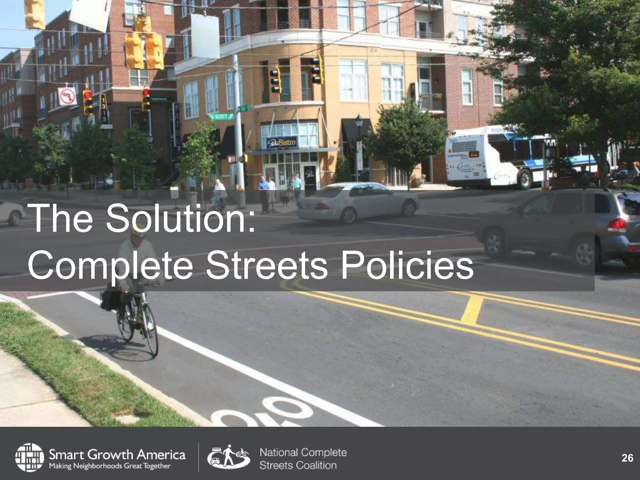 The Solution:
Complete Streets Policies
26
 