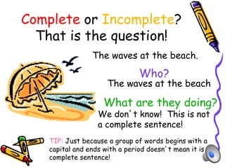 In Complete Definition Complete and incomplete_sentences | PPTX