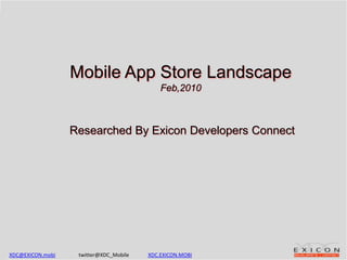 Mobile App Store Landscape Feb’10 Researched By Exicon Developers Connect 