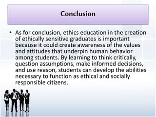 essay on ethics in education
