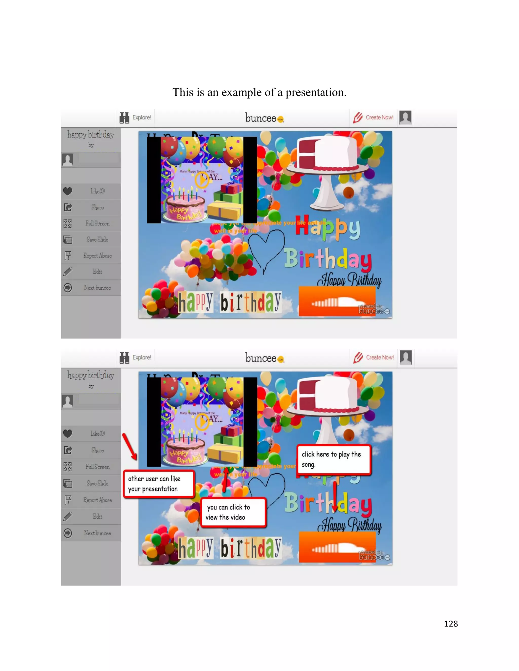 128
This is an example of a presentation.
 