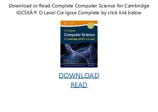 Complete Computer Science for Cambridge IGCSEÂ® O Level Cie Igcse ...