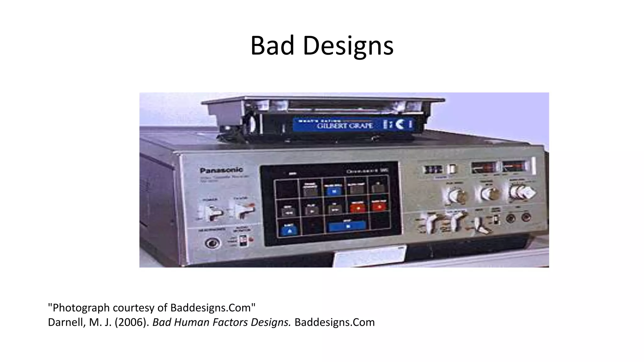 Bad Designs
"Photograph courtesy of Baddesigns.Com"
Darnell, M. J. (2006). Bad Human Factors Designs. Baddesigns.Com
 