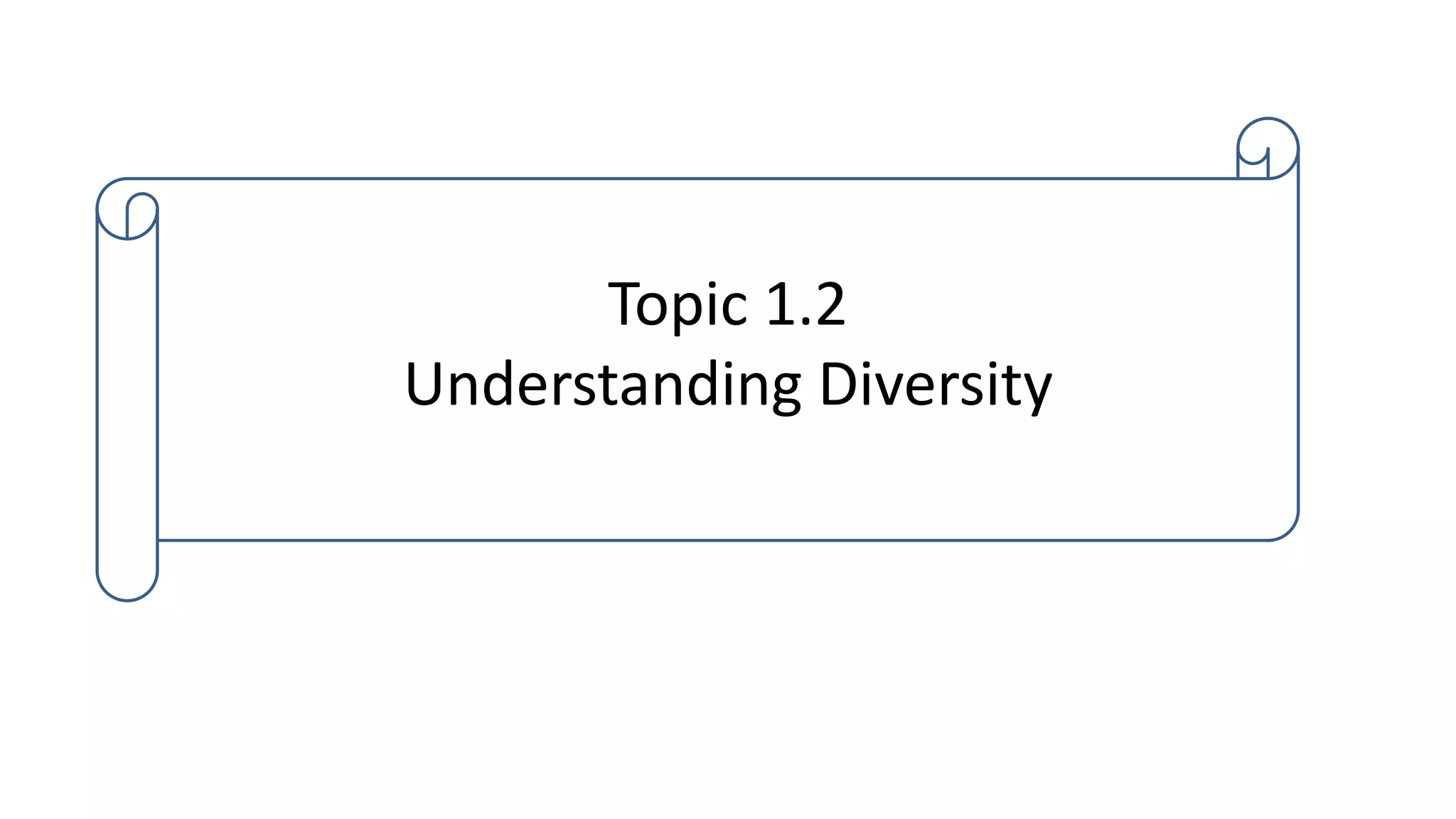 Topic 1.2
Understanding Diversity
 