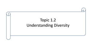 Topic 1.2
Understanding Diversity
 